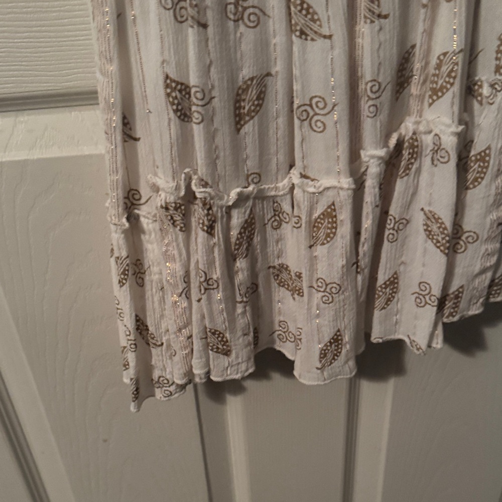 Boho Tassel Drawstring Dress in Cream and Gold - Picture 3 of 4